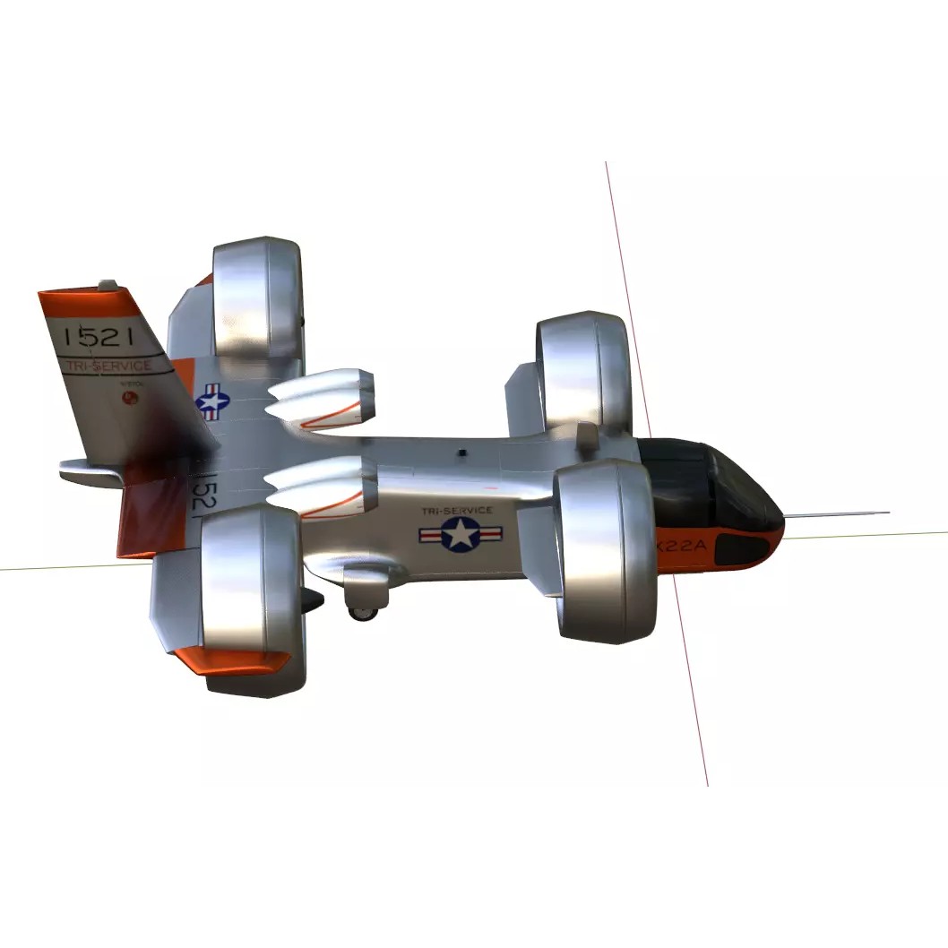 Bell X-22 3D Model – Low Poly Hover Assault Transport, FBX, OBJ - View 16