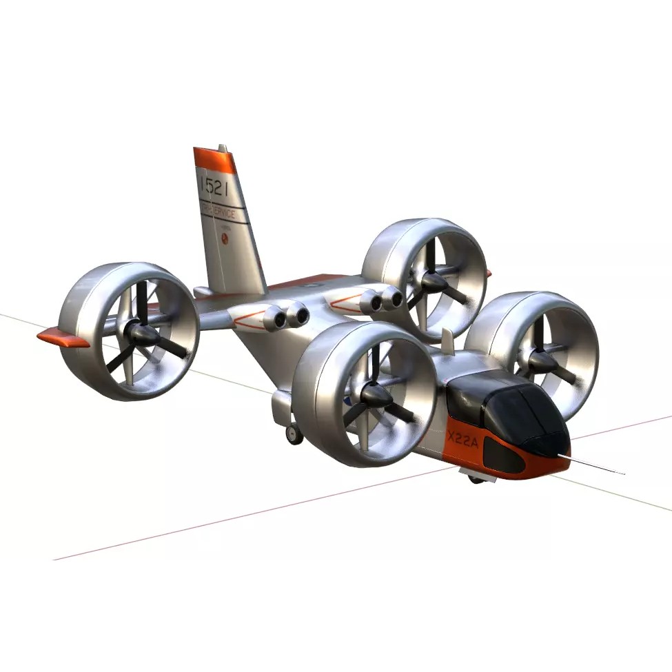 Bell X-22 3D Model – Low Poly Hover Assault Transport, FBX, OBJ - View 18