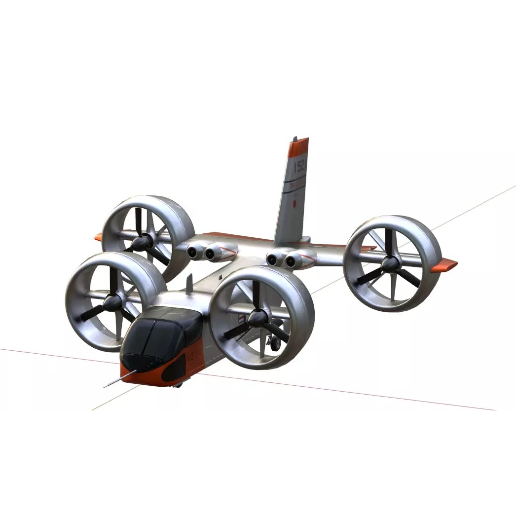 Bell X-22 3D Model – Low Poly Hover Assault Transport, FBX, OBJ - View 19