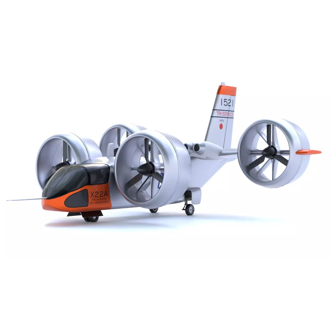 Bell X-22 3D Model – Low Poly Hover Assault Transport, FBX, OBJ - View 2