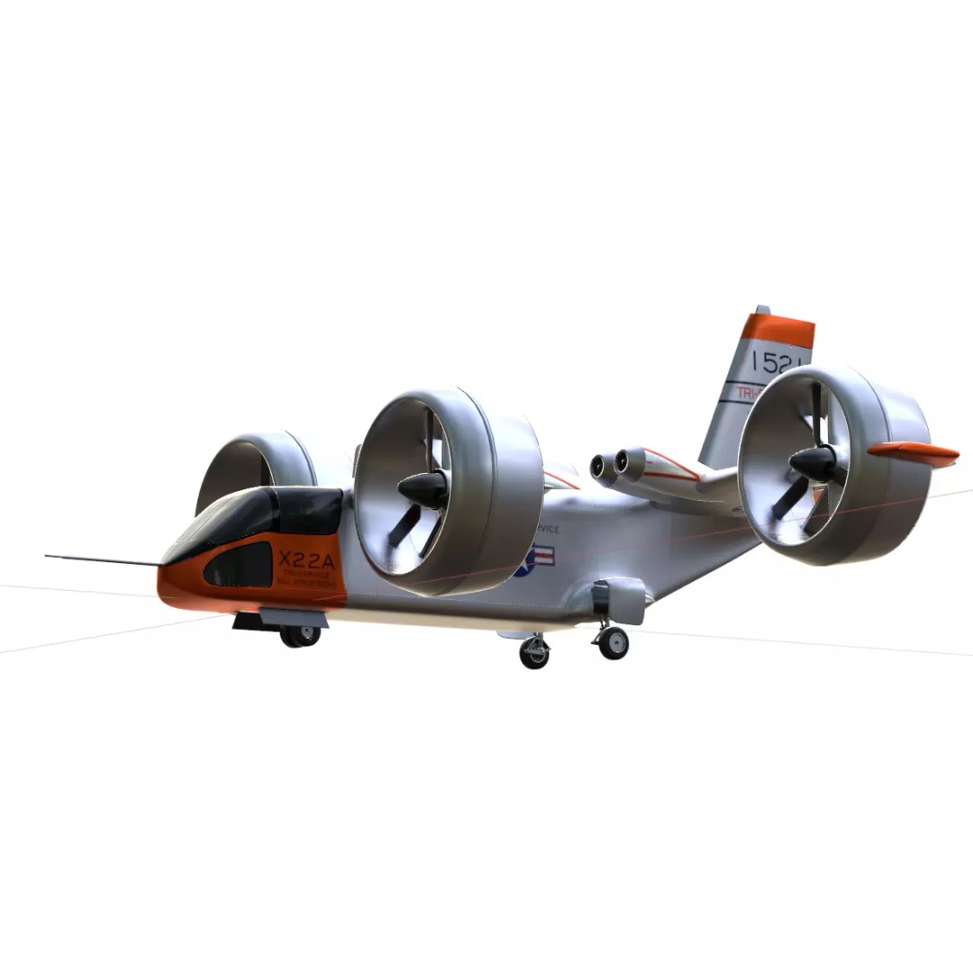 Bell X-22 3D Model – Low Poly Hover Assault Transport, FBX, OBJ - View 20