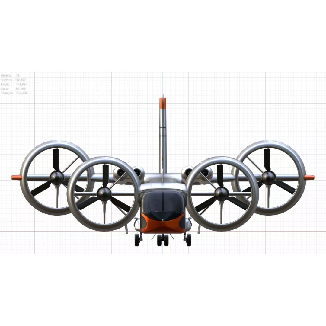 Bell X-22 3D Model – Low Poly Hover Assault Transport, FBX, OBJ - View 22