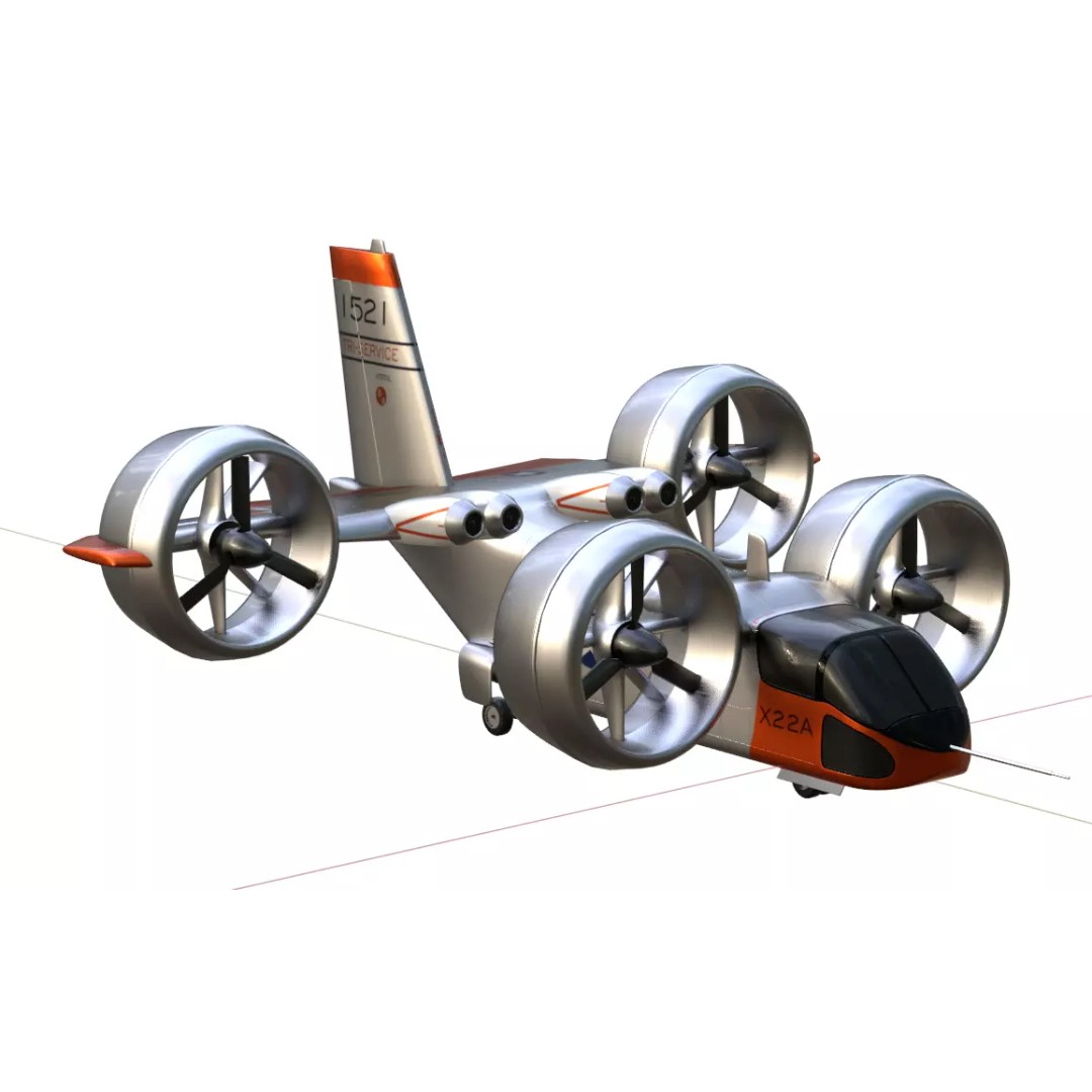 Bell X-22 3D Model – Low Poly Hover Assault Transport, FBX, OBJ - View 24