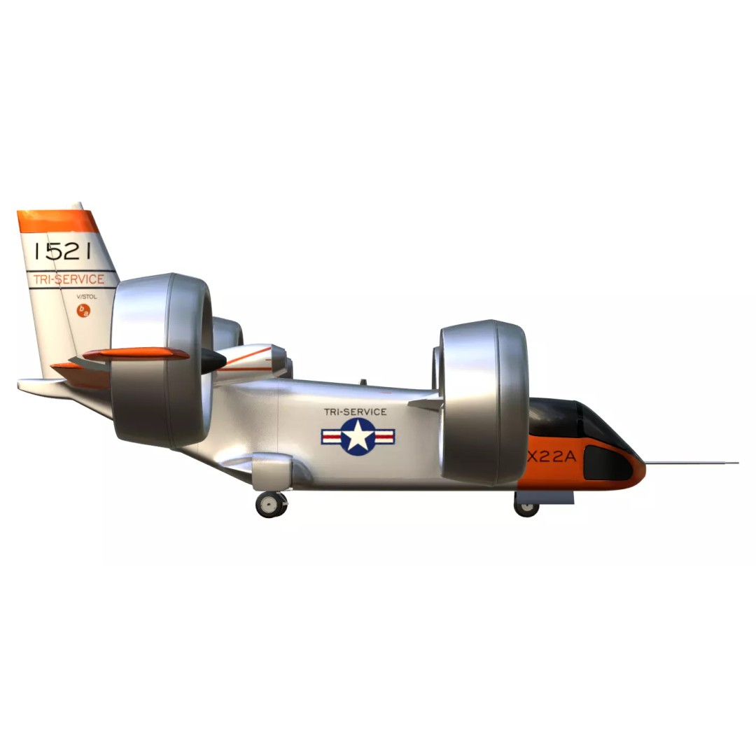 Bell X-22 3D Model – Low Poly Hover Assault Transport, FBX, OBJ - View 25