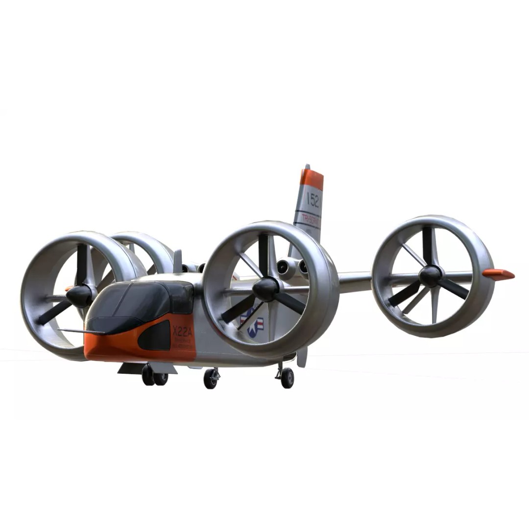 Bell X-22 3D Model – Low Poly Hover Assault Transport, FBX, OBJ - View 27