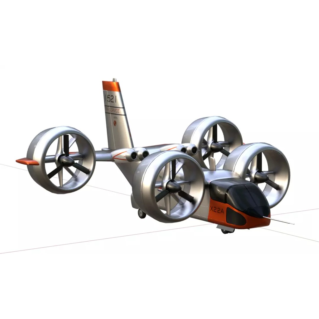 Bell X-22 3D Model – Low Poly Hover Assault Transport, FBX, OBJ - View 28