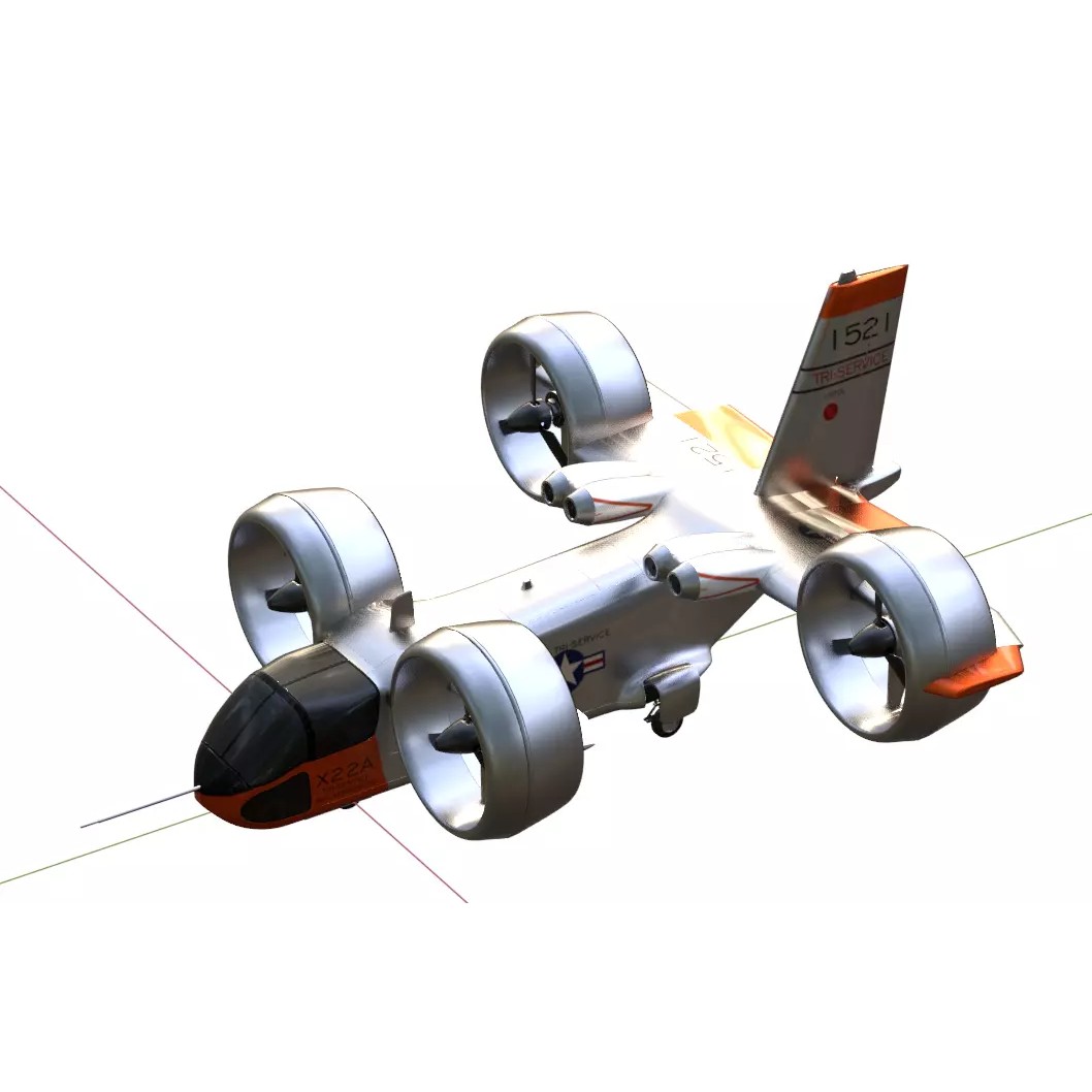 Bell X-22 3D Model – Low Poly Hover Assault Transport, FBX, OBJ - View 31