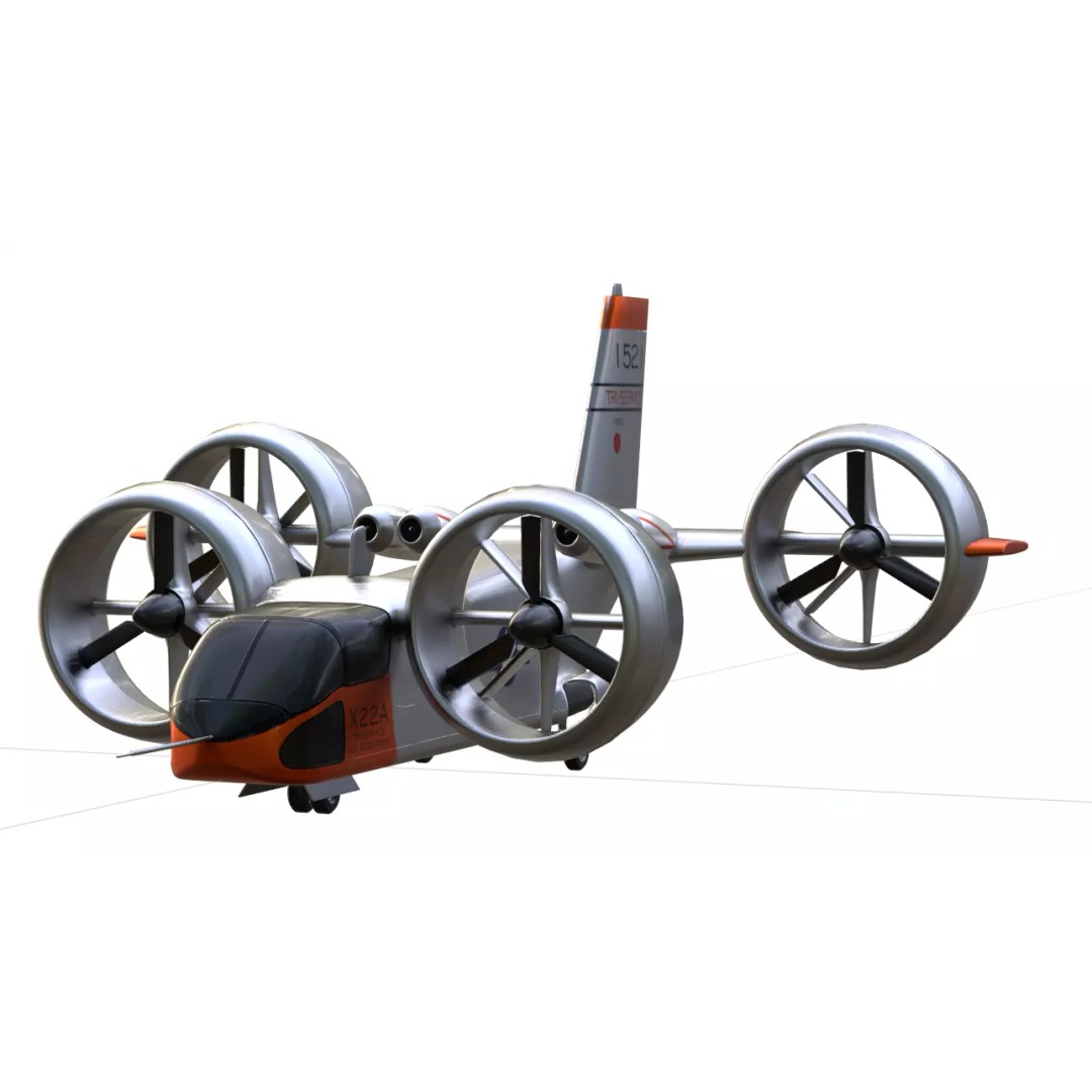 Bell X-22 3D Model – Low Poly Hover Assault Transport, FBX, OBJ - View 32