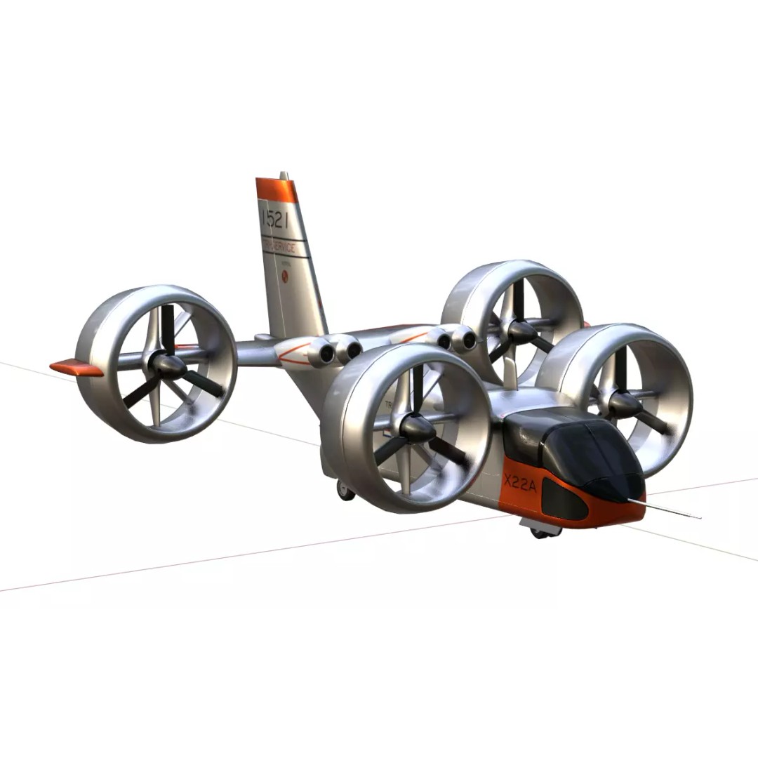 Bell X-22 3D Model – Low Poly Hover Assault Transport, FBX, OBJ - View 33