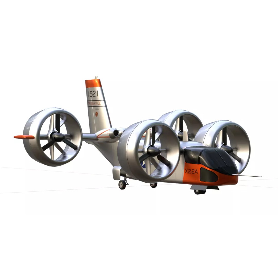 Bell X-22 3D Model – Low Poly Hover Assault Transport, FBX, OBJ - View 34