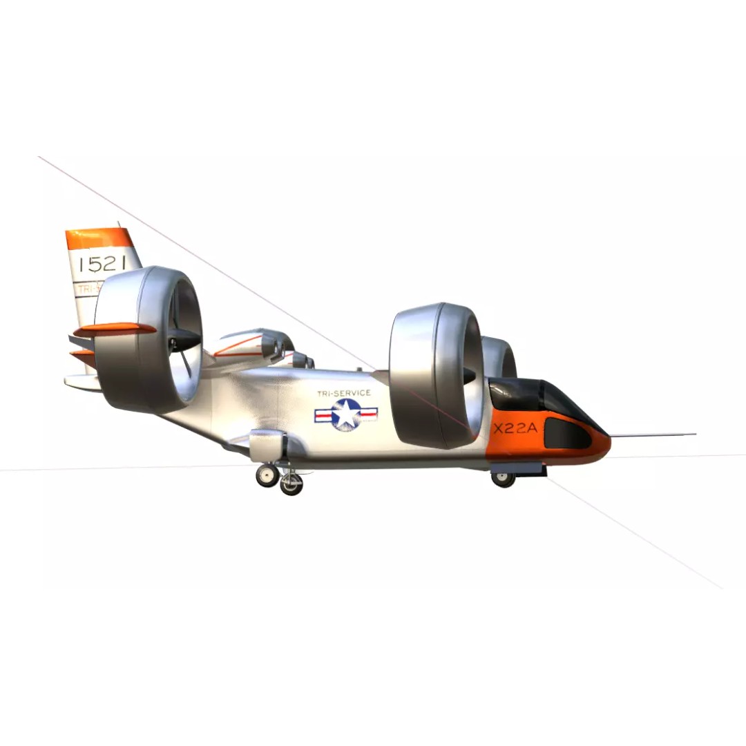 Bell X-22 3D Model – Low Poly Hover Assault Transport, FBX, OBJ - View 35