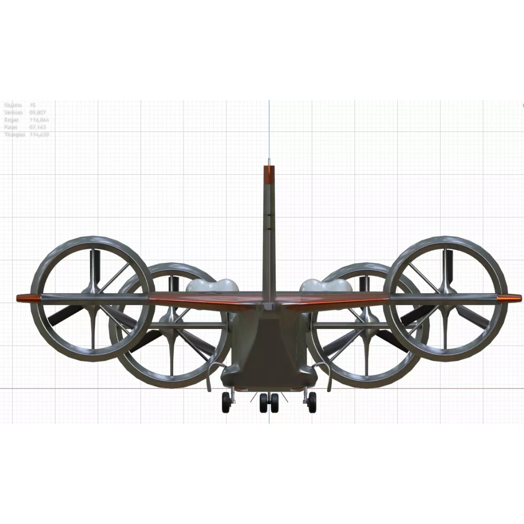 Bell X-22 3D Model – Low Poly Hover Assault Transport, FBX, OBJ - View 39