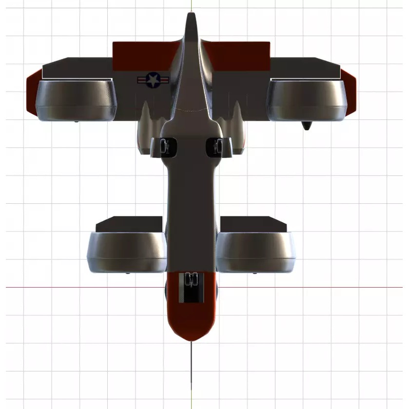 Bell X-22 3D Model – Low Poly Hover Assault Transport, FBX, OBJ - View 42