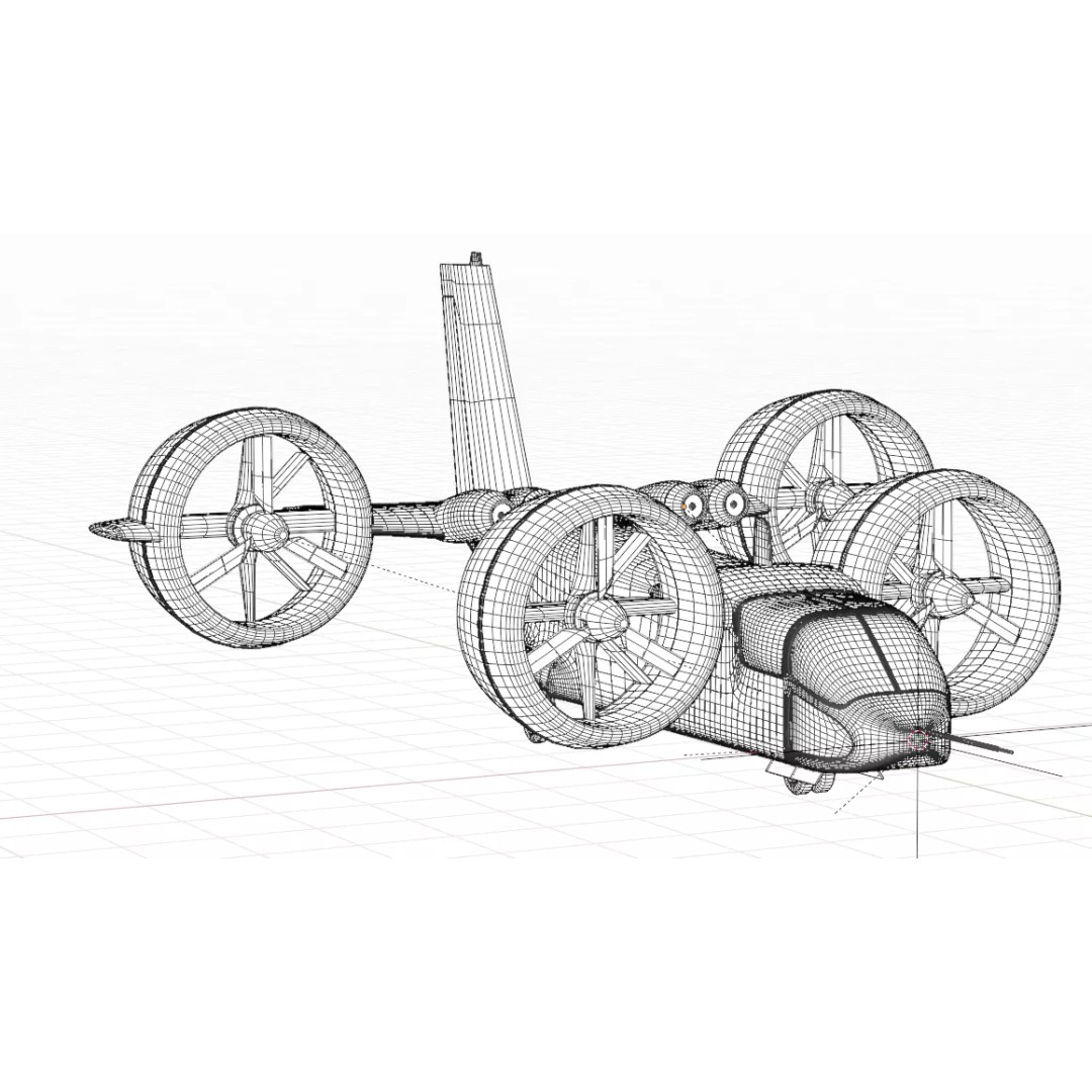 Bell X-22 3D Model – Low Poly Hover Assault Transport, FBX, OBJ - View 6