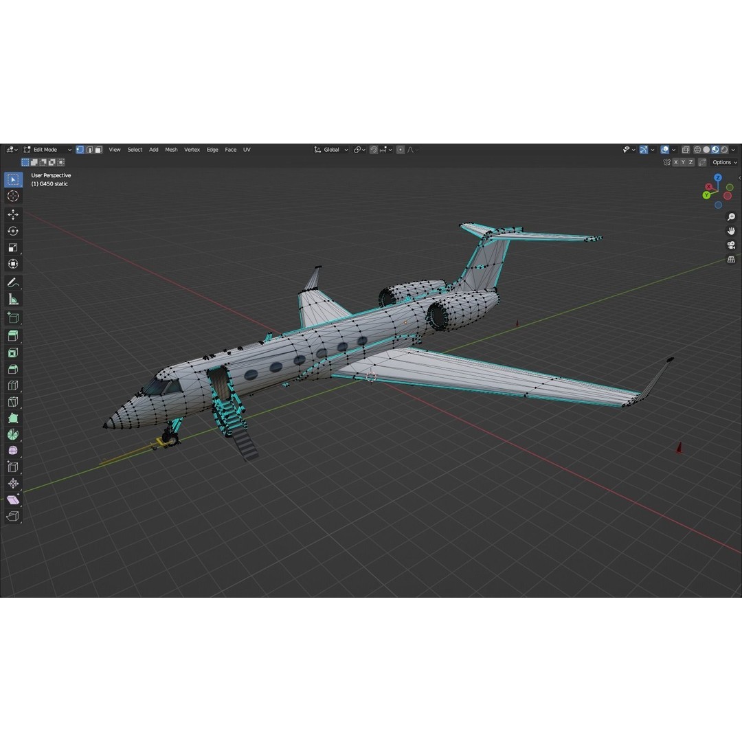 Gulfstream IV 3D Model – Low Poly Static Aircraft, FBX - View 17
