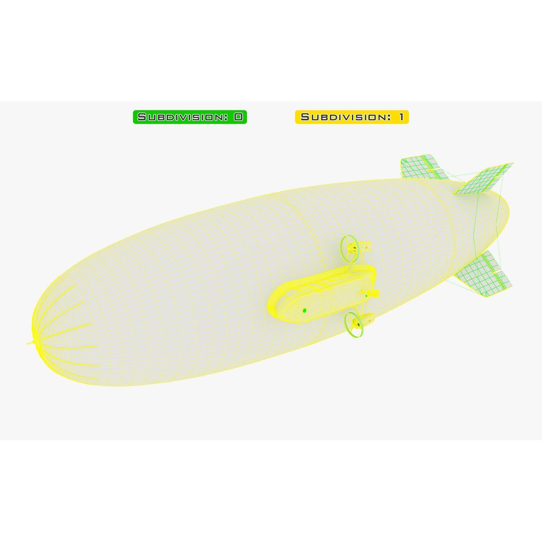 Blimp Airship 3D Model – Historic Aircraft, FBX, OBJ, PBR Textures