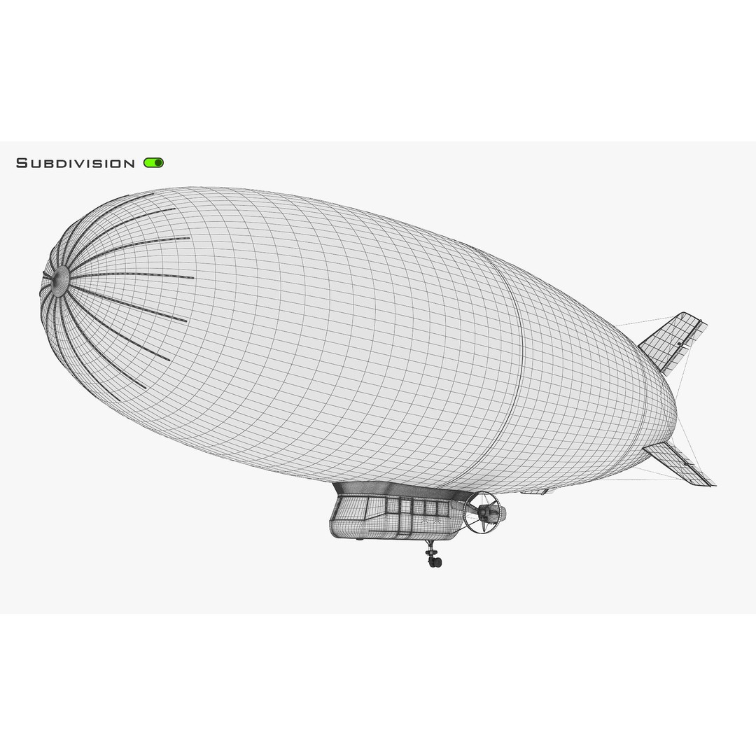 Blimp Airship 3D Model – Historic Aircraft, FBX, OBJ, PBR Textures - View 14
