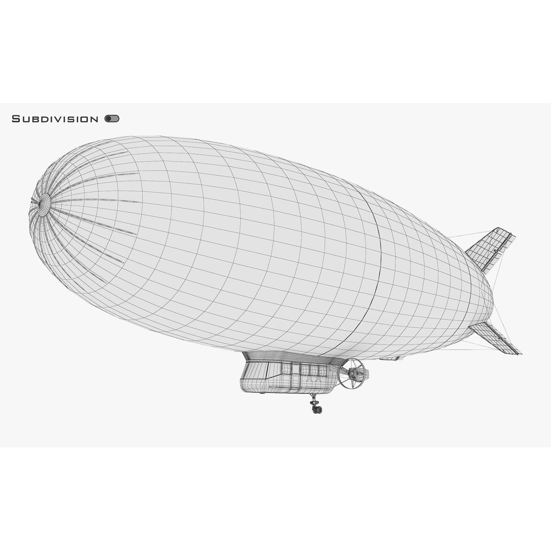 Blimp Airship 3D Model – Historic Aircraft, FBX, OBJ, PBR Textures - View 15
