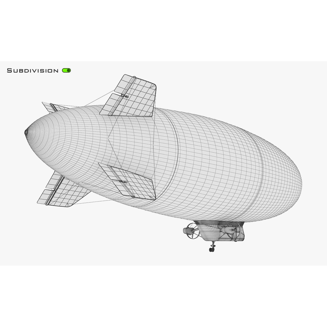 Blimp Airship 3D Model – Historic Aircraft, FBX, OBJ, PBR Textures - View 16