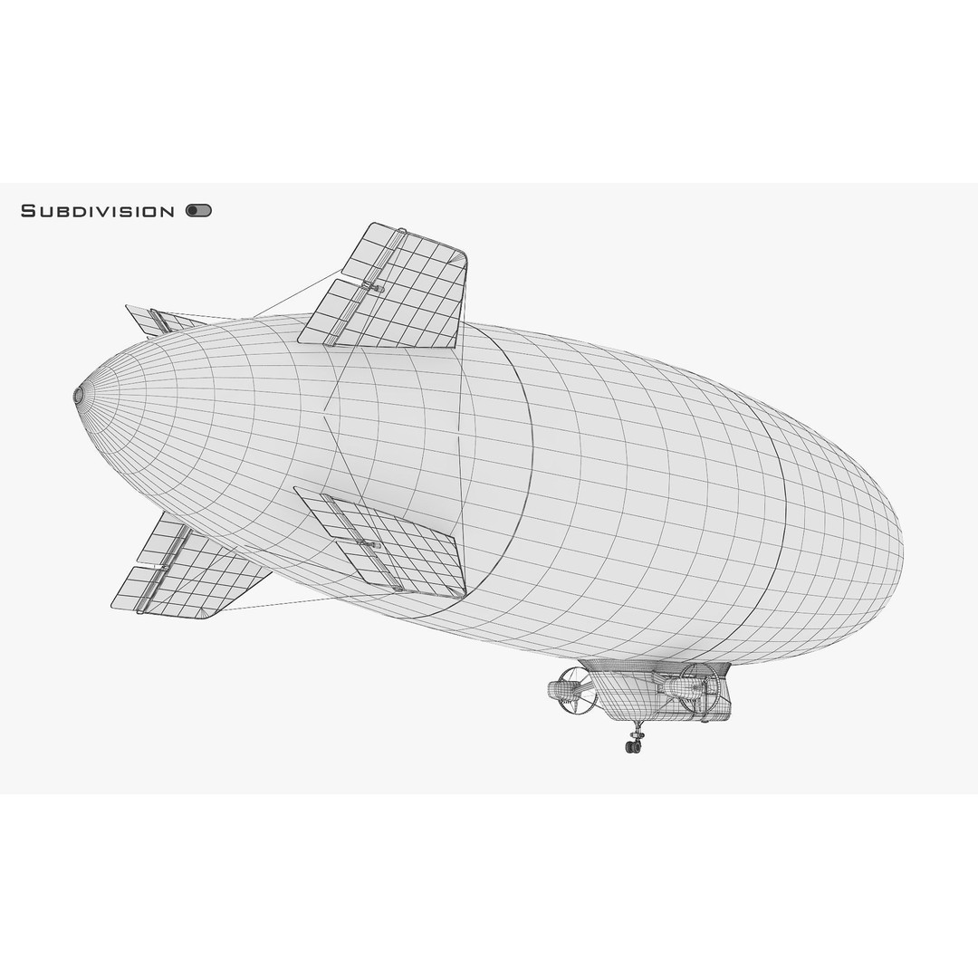 Blimp Airship 3D Model – Historic Aircraft, FBX, OBJ, PBR Textures - View 17