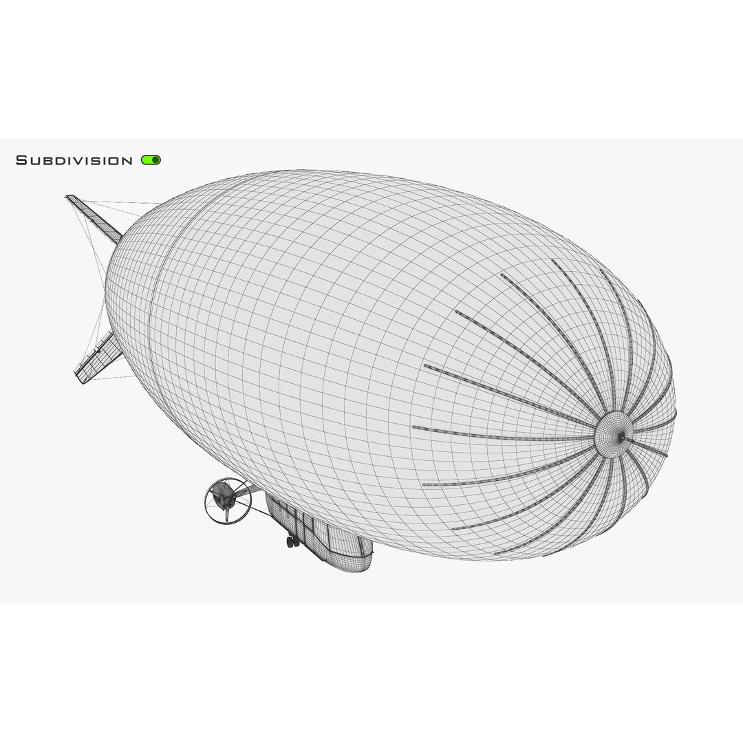 Blimp Airship 3D Model – Historic Aircraft, FBX, OBJ, PBR Textures - View 18