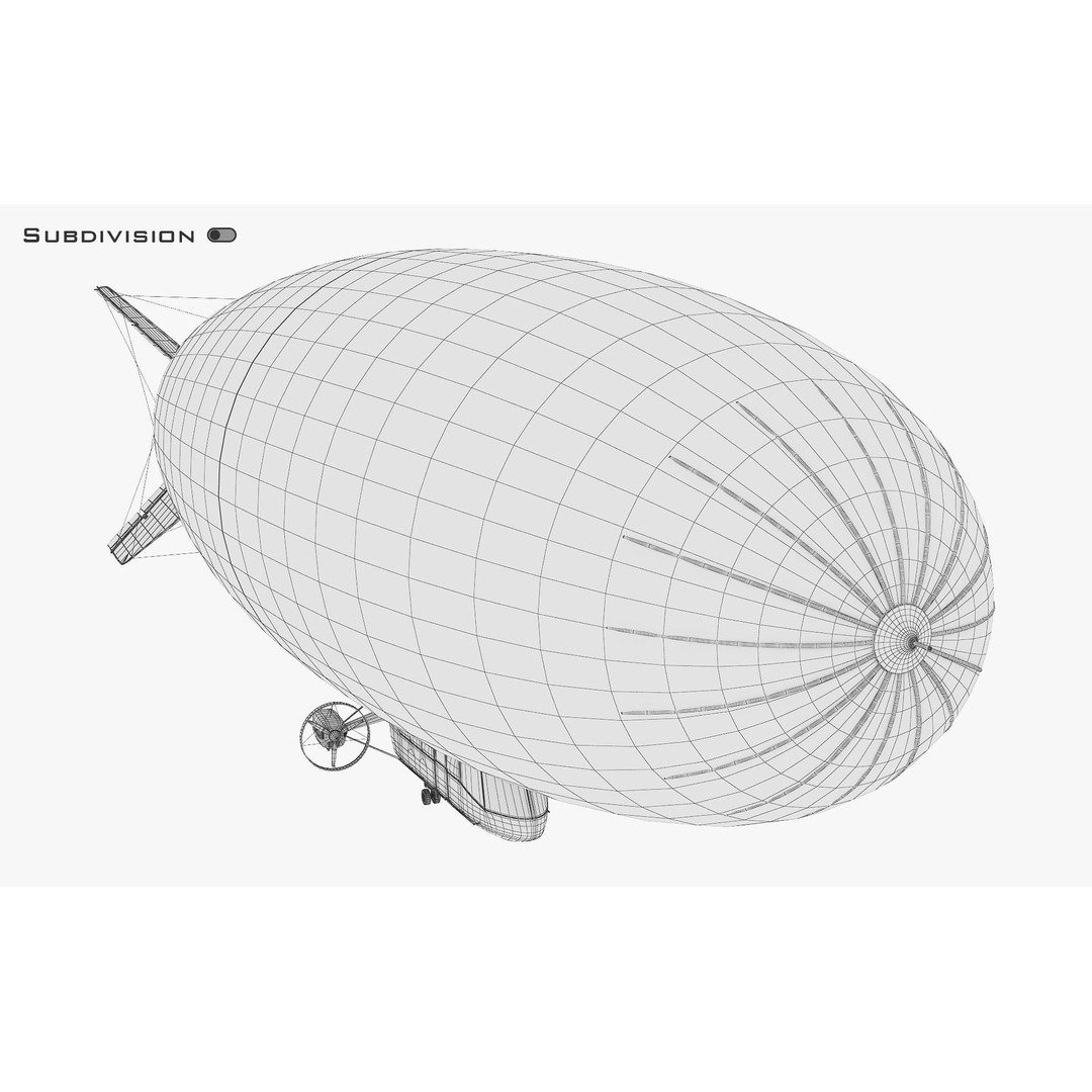 Blimp Airship 3D Model – Historic Aircraft, FBX, OBJ, PBR Textures - View 19