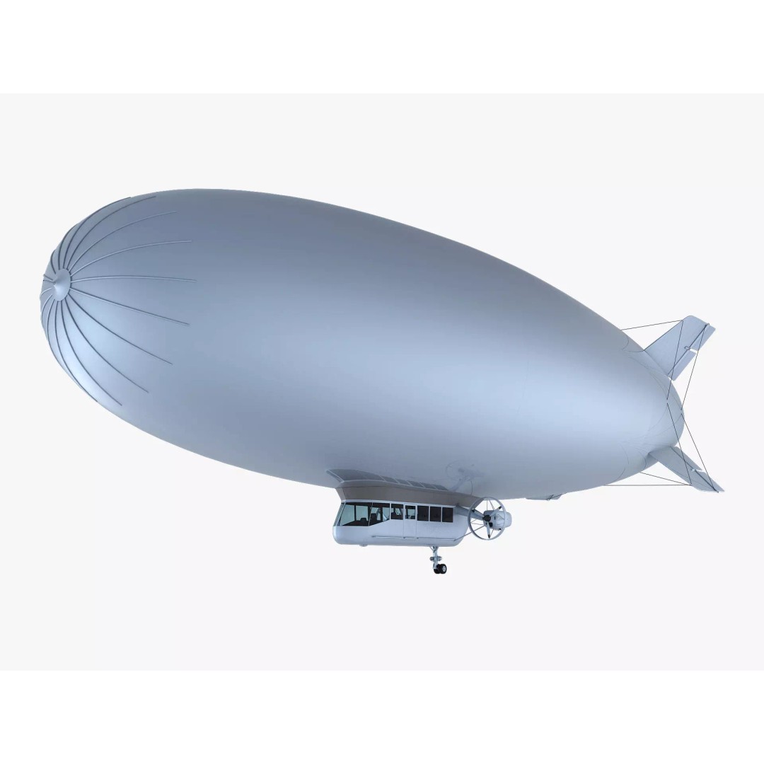 Blimp Airship 3D Model – Historic Aircraft, FBX, OBJ, PBR Textures - View 2