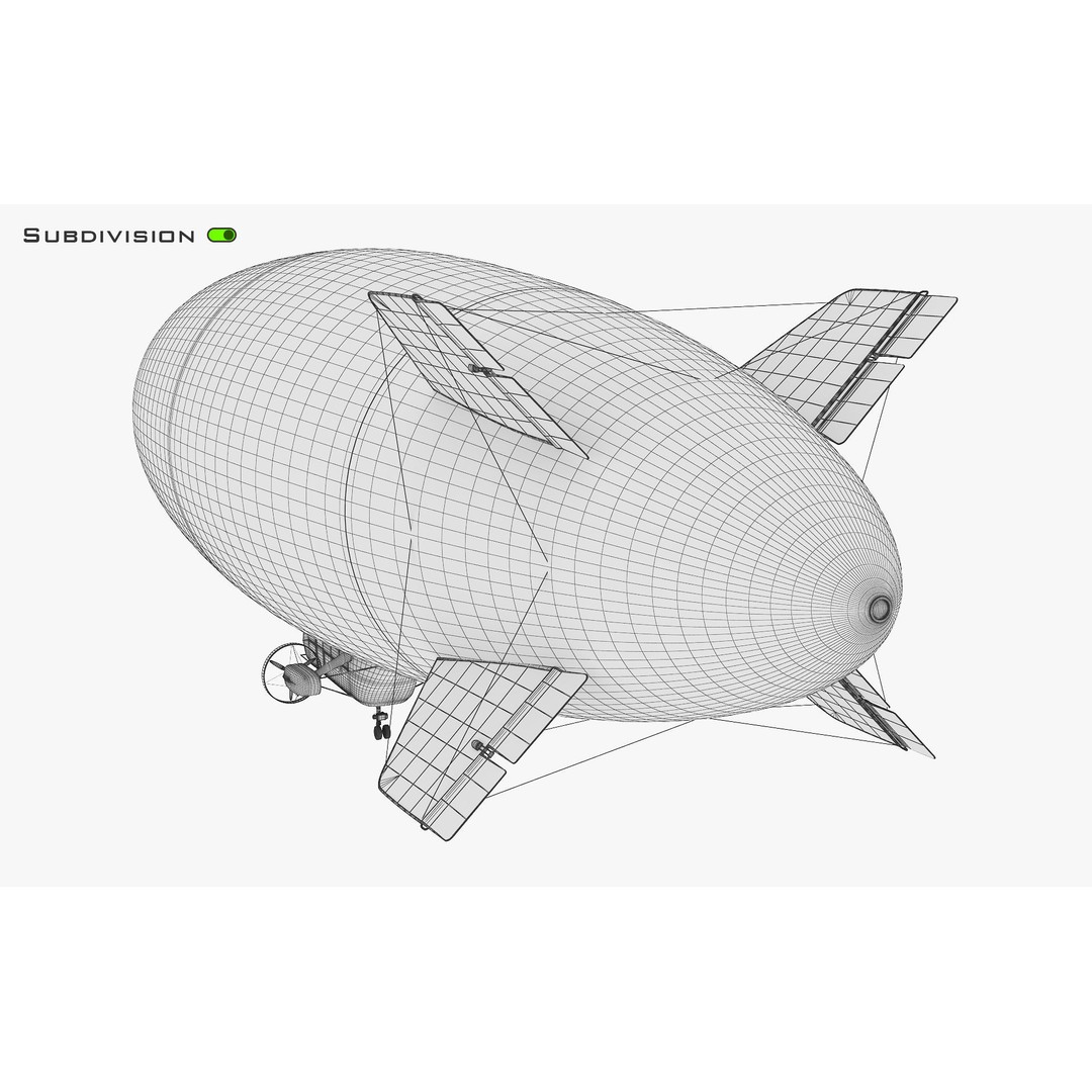 Blimp Airship 3D Model – Historic Aircraft, FBX, OBJ, PBR Textures - View 20