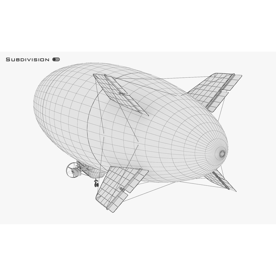 Blimp Airship 3D Model – Historic Aircraft, FBX, OBJ, PBR Textures - View 21