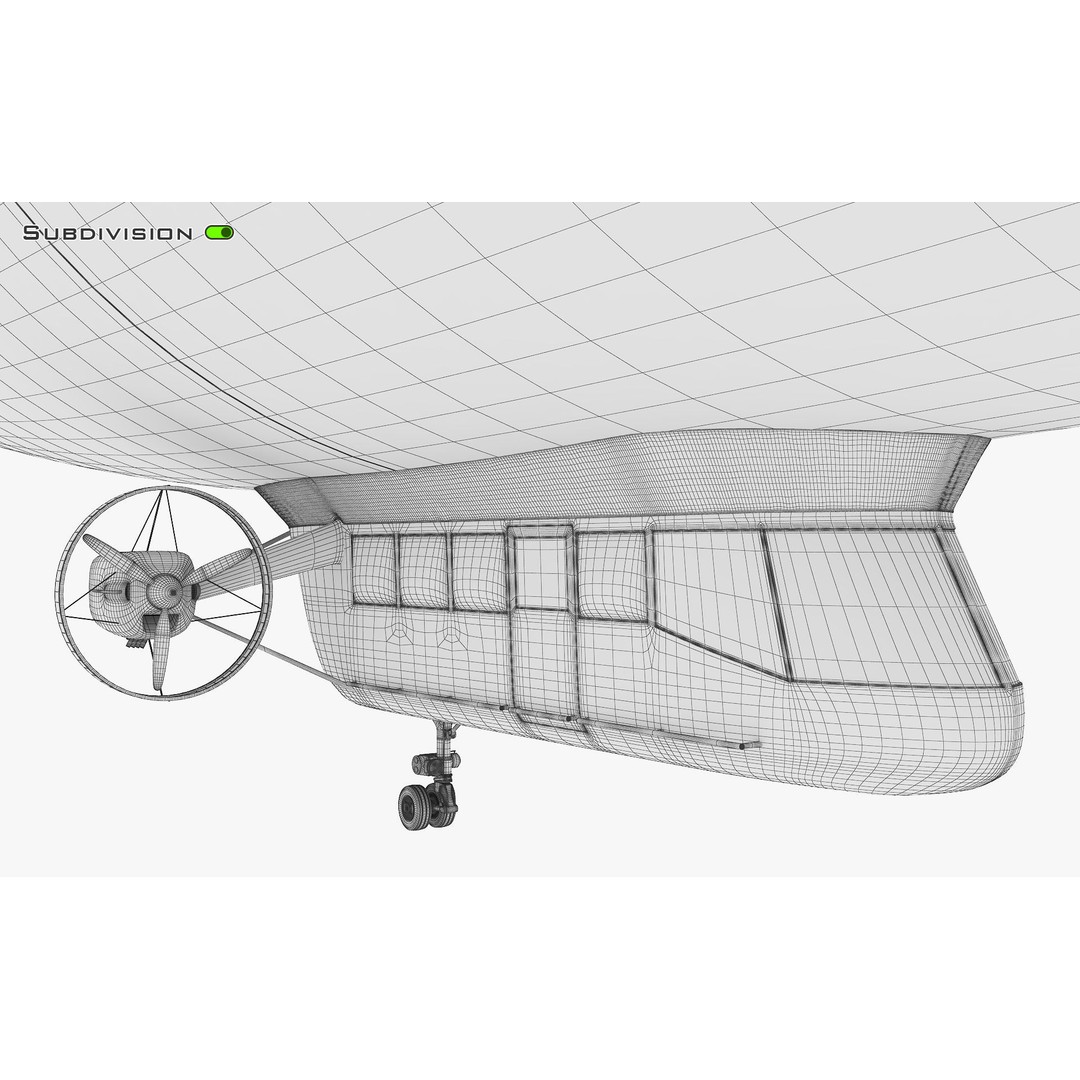 Blimp Airship 3D Model – Historic Aircraft, FBX, OBJ, PBR Textures - View 22