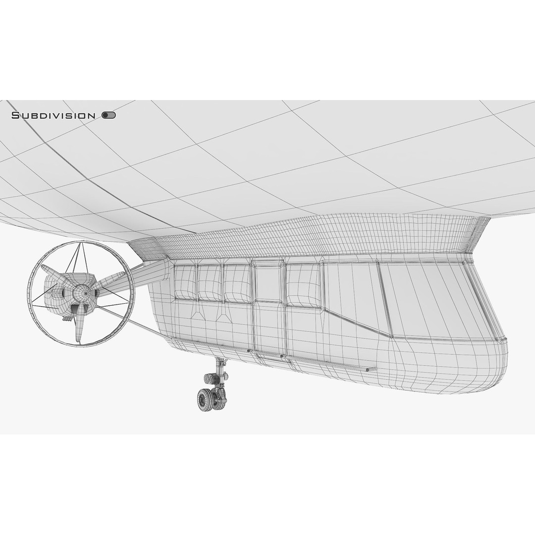 Blimp Airship 3D Model – Historic Aircraft, FBX, OBJ, PBR Textures - View 23