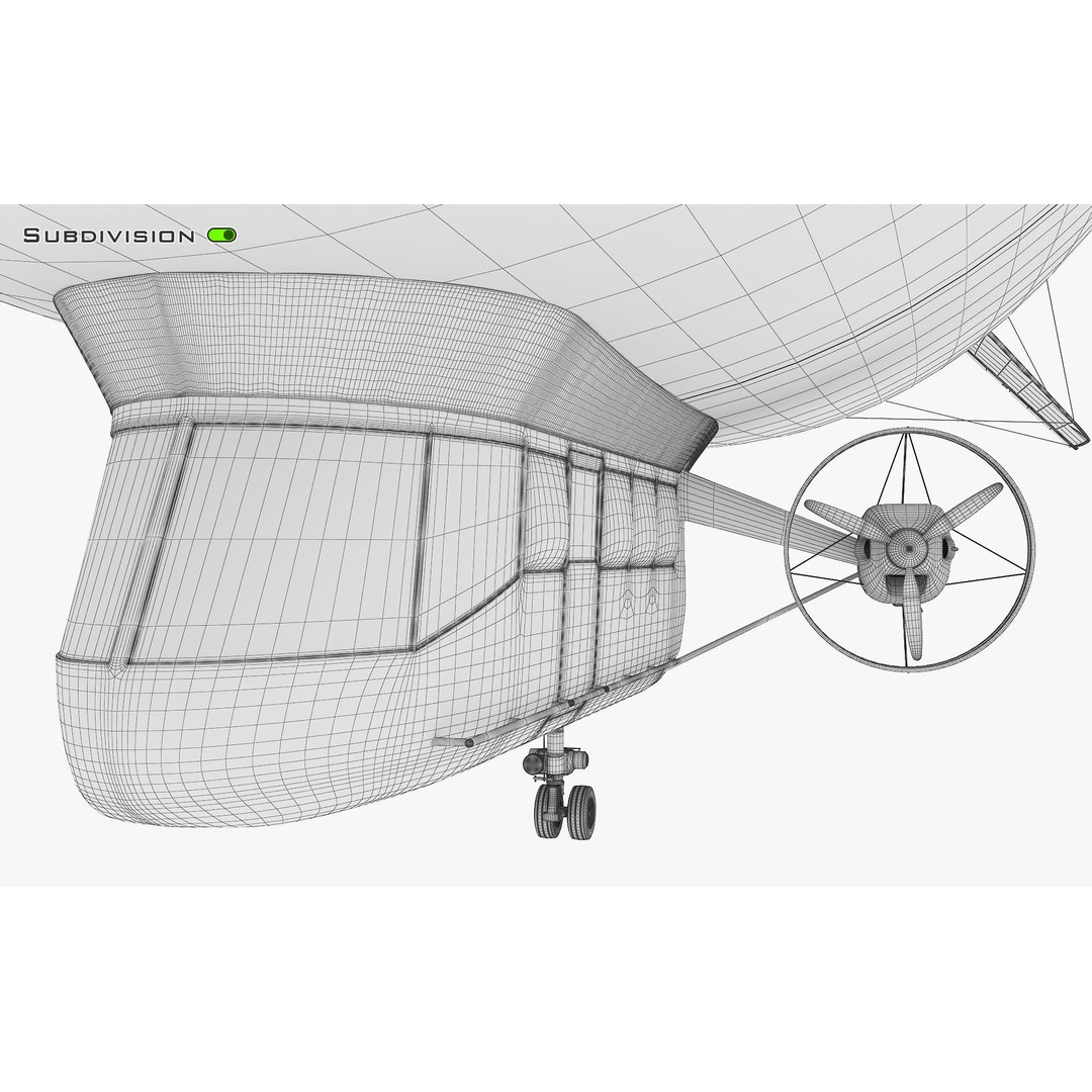 Blimp Airship 3D Model – Historic Aircraft, FBX, OBJ, PBR Textures - View 24