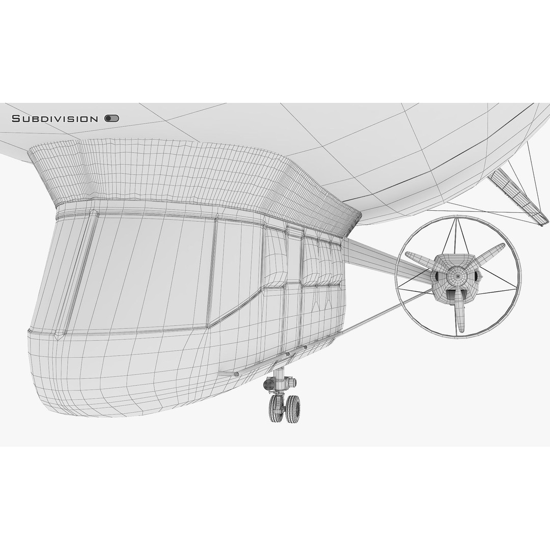 Blimp Airship 3D Model – Historic Aircraft, FBX, OBJ, PBR Textures - View 25