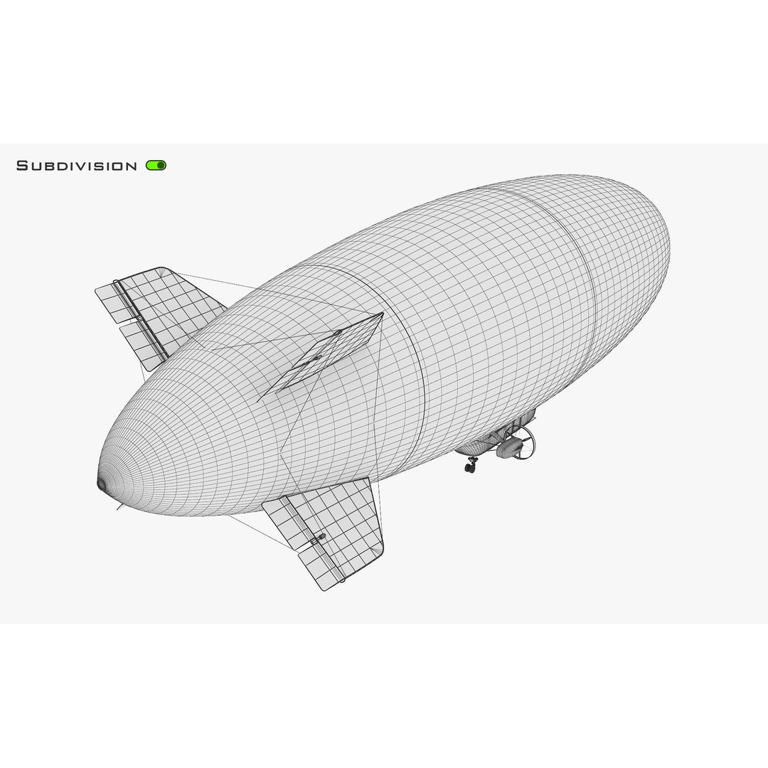 Blimp Airship 3D Model – Historic Aircraft, FBX, OBJ, PBR Textures - View 26
