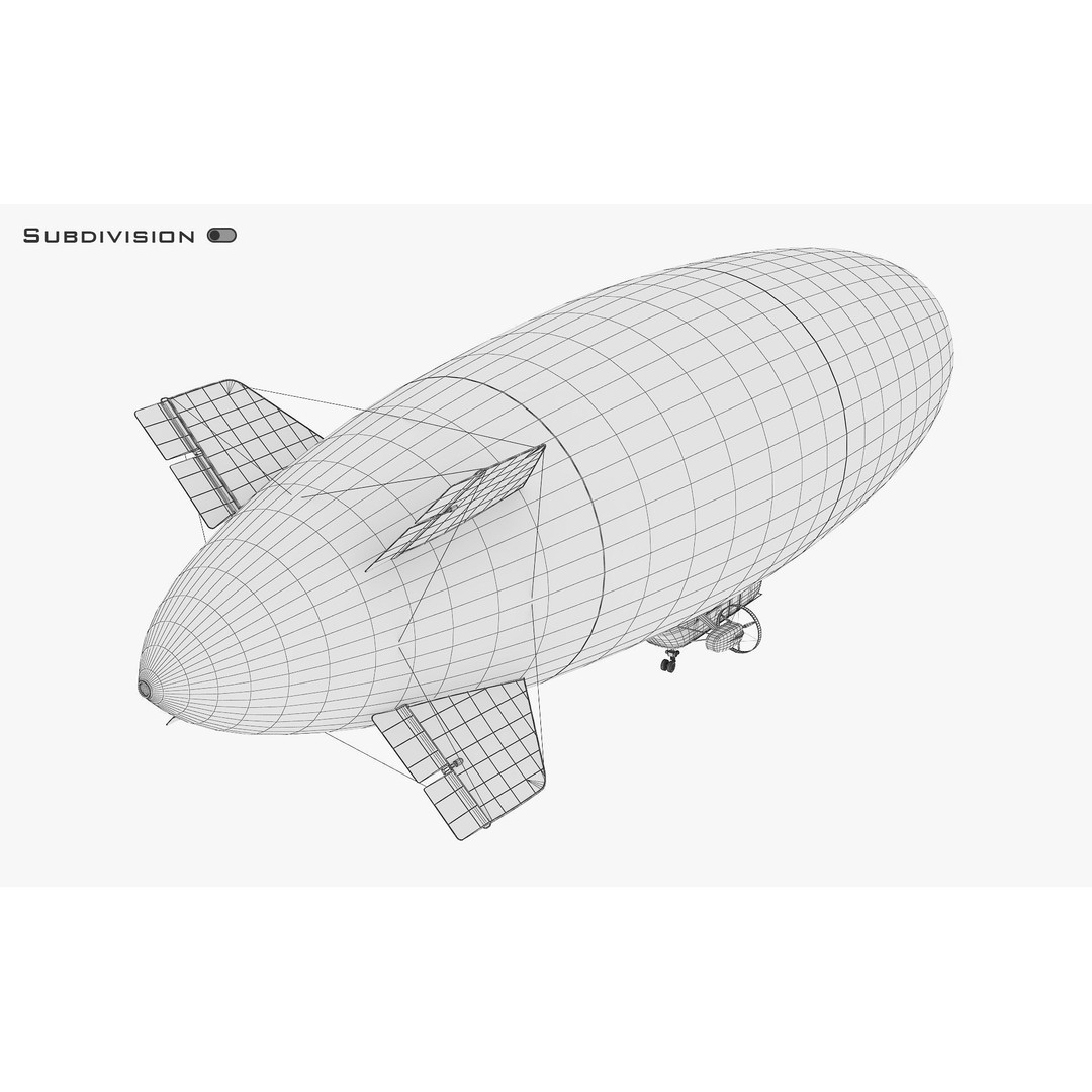 Blimp Airship 3D Model – Historic Aircraft, FBX, OBJ, PBR Textures - View 27