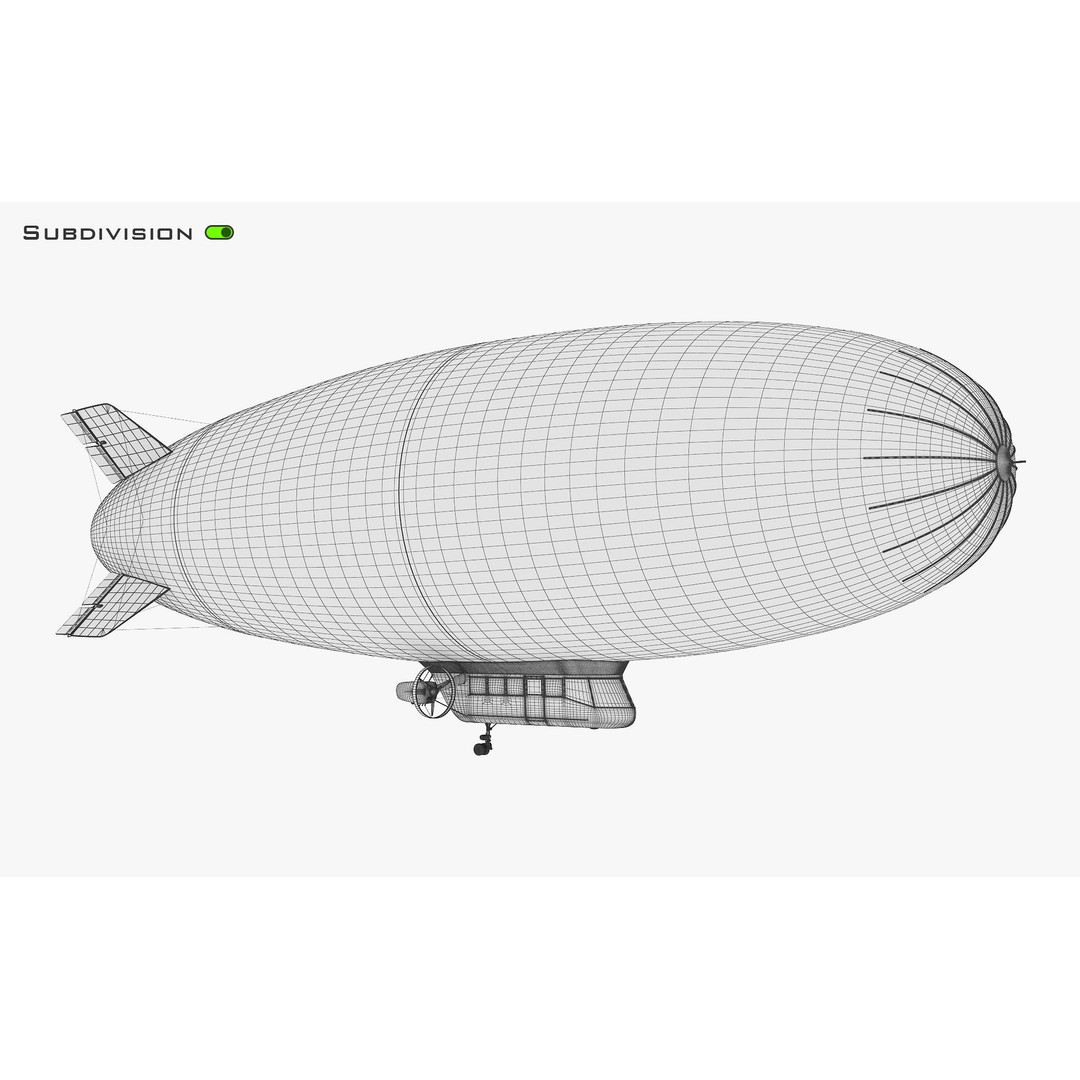 Blimp Airship 3D Model – Historic Aircraft, FBX, OBJ, PBR Textures - View 28