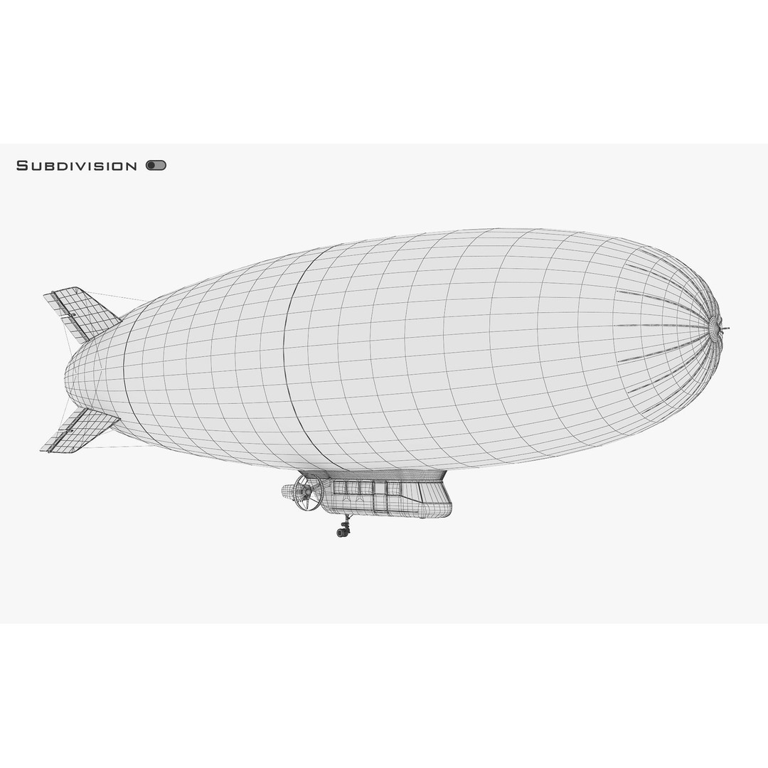 Blimp Airship 3D Model – Historic Aircraft, FBX, OBJ, PBR Textures - View 29