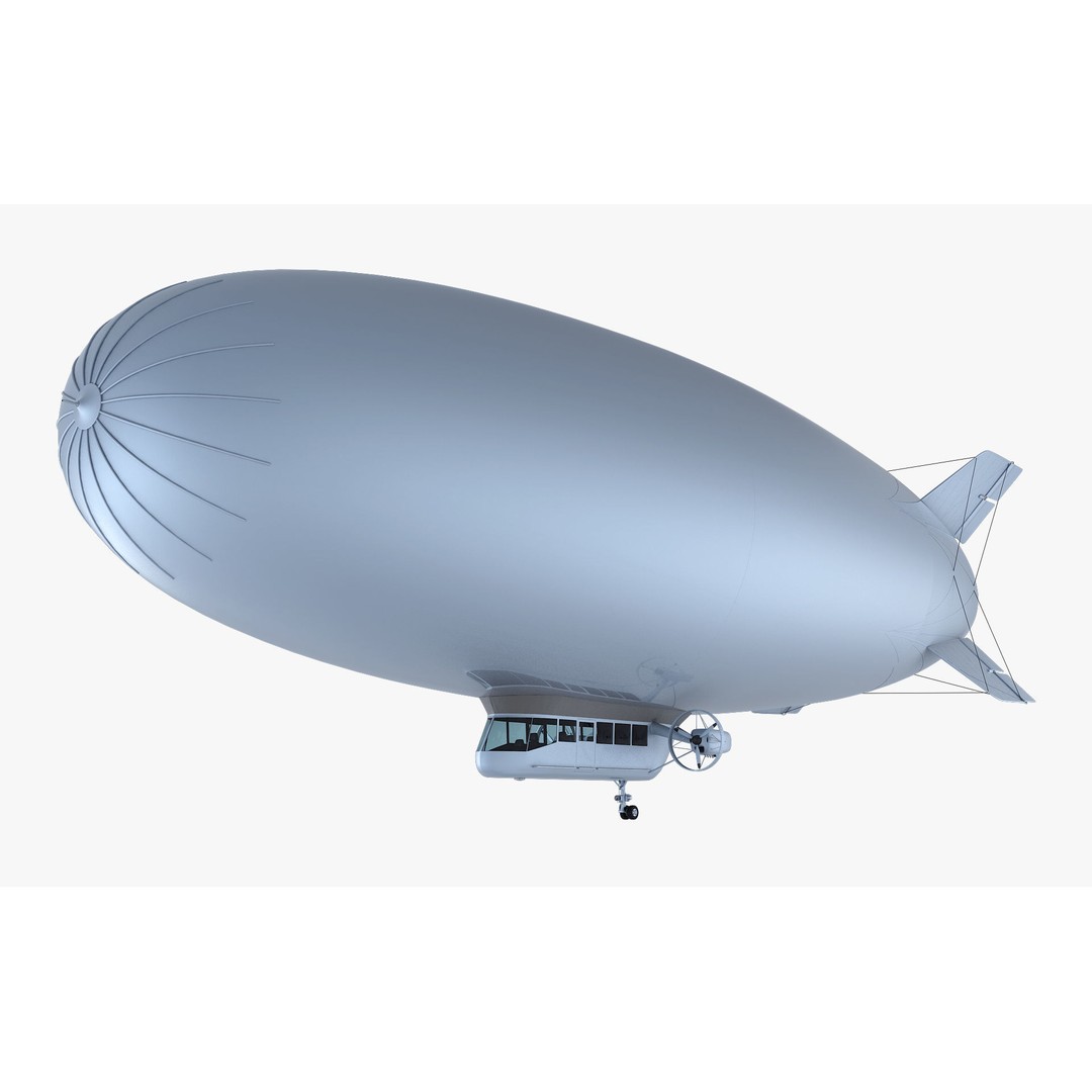 Blimp Airship 3D Model – Historic Aircraft, FBX, OBJ, PBR Textures - View 3