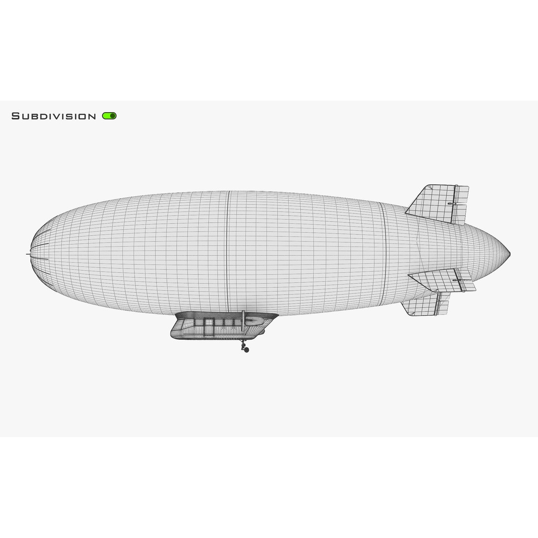Blimp Airship 3D Model – Historic Aircraft, FBX, OBJ, PBR Textures - View 30