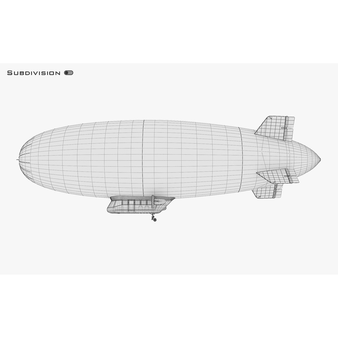 Blimp Airship 3D Model – Historic Aircraft, FBX, OBJ, PBR Textures - View 31
