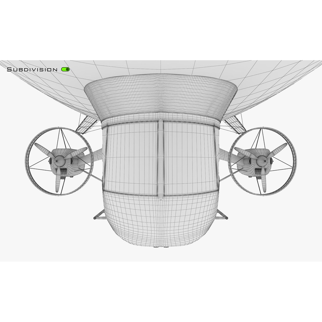 Blimp Airship 3D Model – Historic Aircraft, FBX, OBJ, PBR Textures - View 32