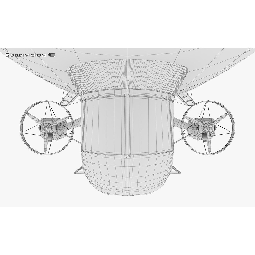 Blimp Airship 3D Model – Historic Aircraft, FBX, OBJ, PBR Textures - View 33