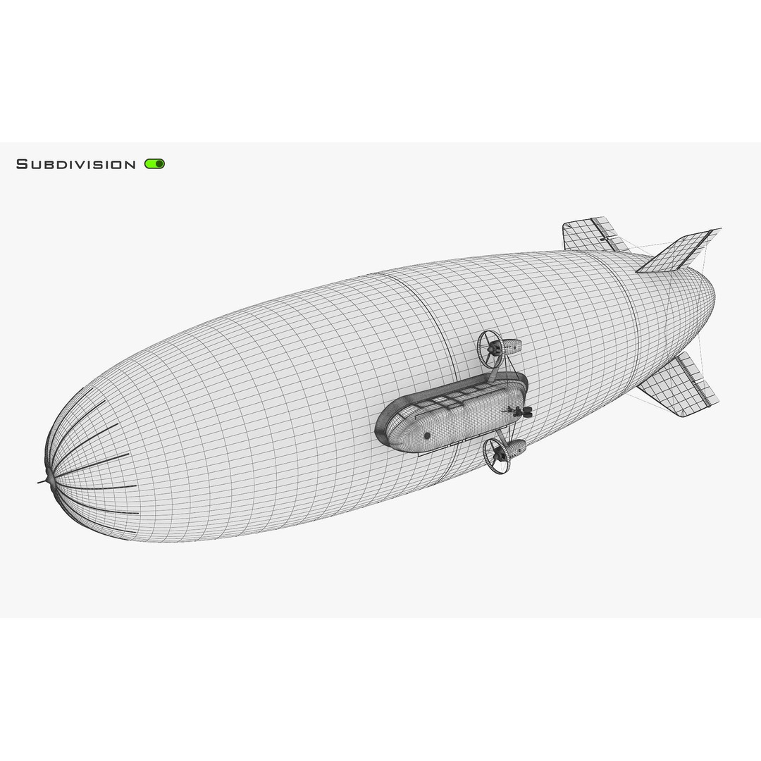 Blimp Airship 3D Model – Historic Aircraft, FBX, OBJ, PBR Textures - View 34