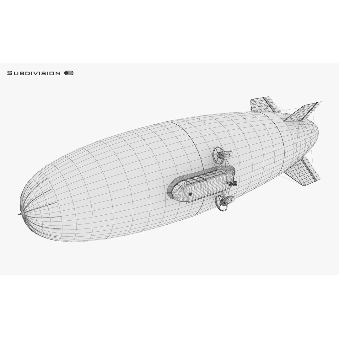 Blimp Airship 3D Model – Historic Aircraft, FBX, OBJ, PBR Textures - View 35