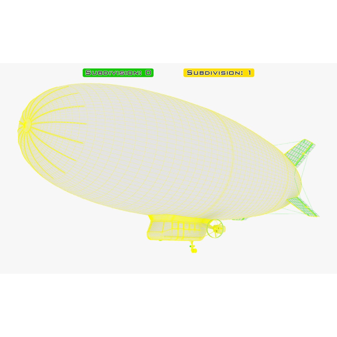Blimp Airship 3D Model – Historic Aircraft, FBX, OBJ, PBR Textures - View 36