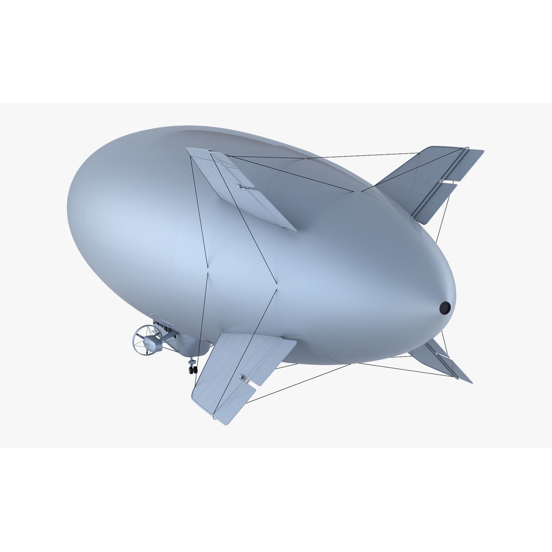 Blimp Airship 3D Model – Historic Aircraft, FBX, OBJ, PBR Textures - View 6
