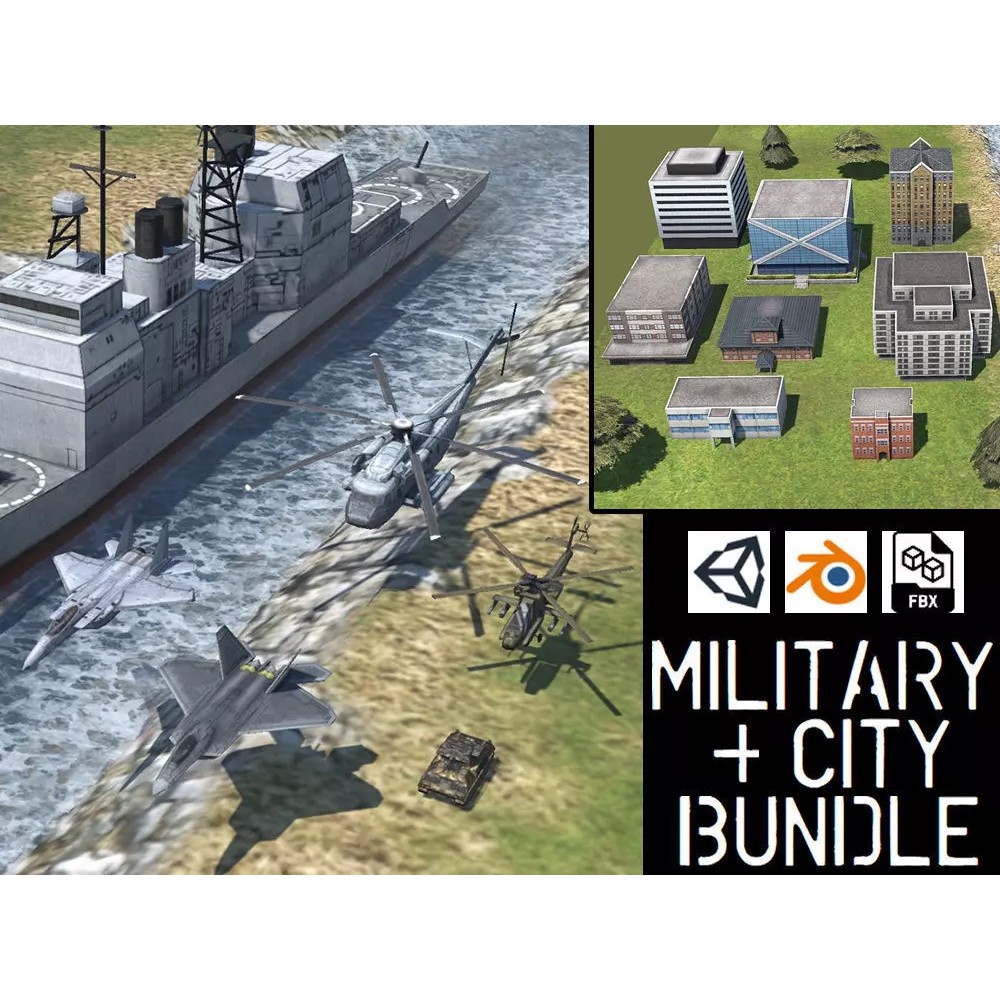 Military Vehicles 3D Model – Low Poly Bundle for Retro Games, FBX - View 2