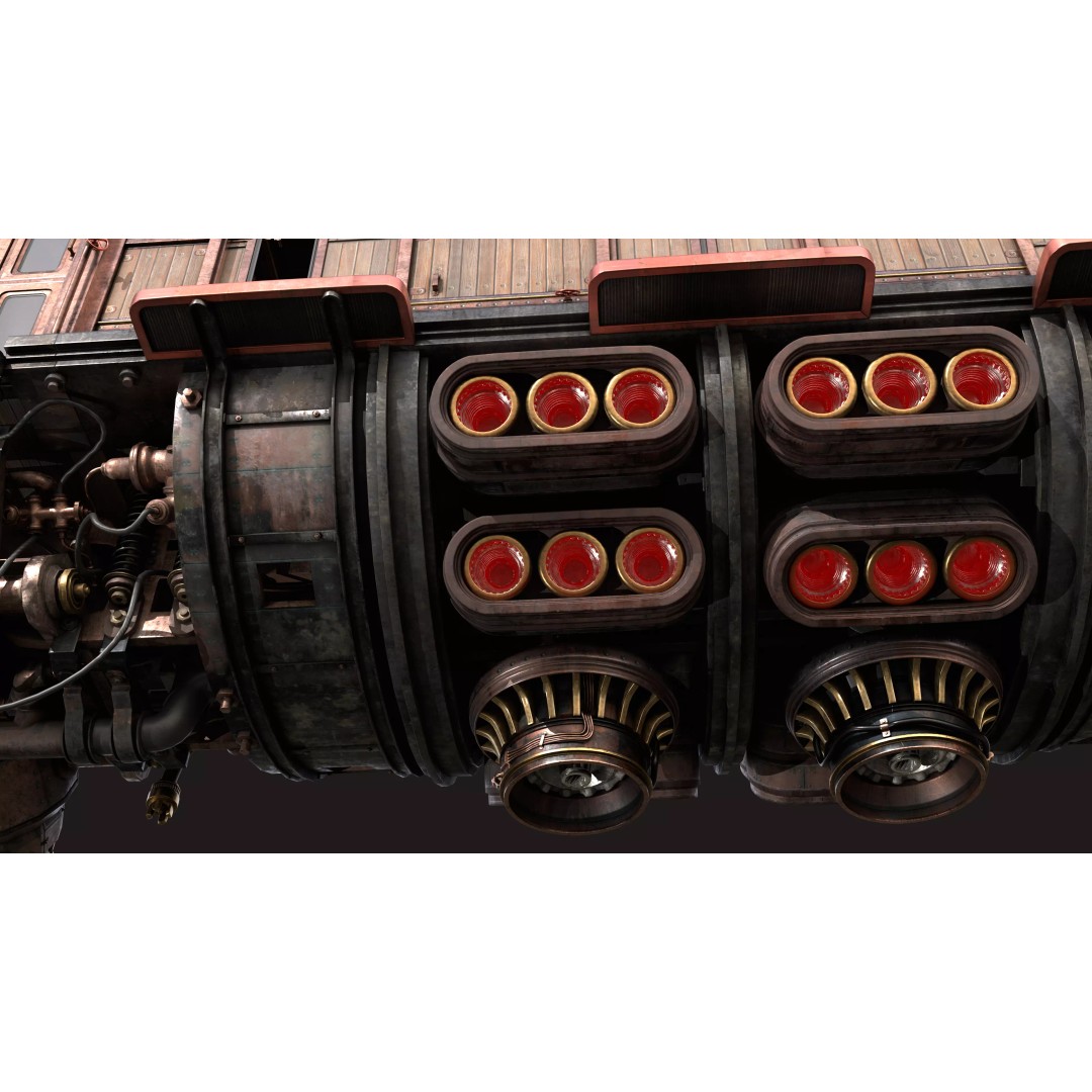 Fly Fantastic Train 3D Model – High Poly PBR Transport Asset, FBX, OBJ - View 12