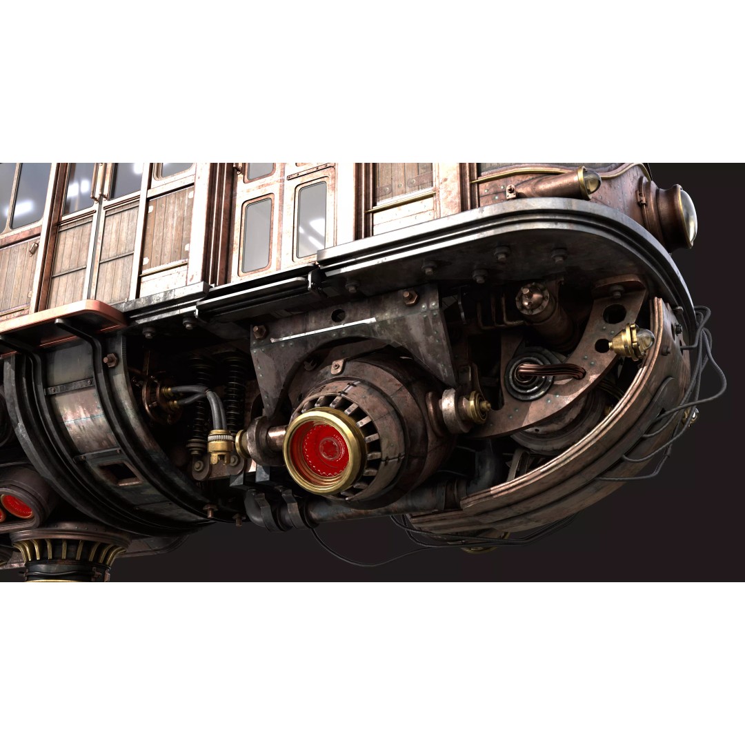 Fly Fantastic Train 3D Model – High Poly PBR Transport Asset, FBX, OBJ - View 13