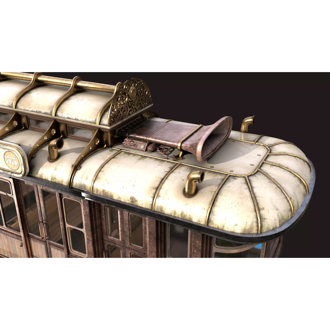 Fly Fantastic Train 3D Model – High Poly PBR Transport Asset, FBX, OBJ - View 14